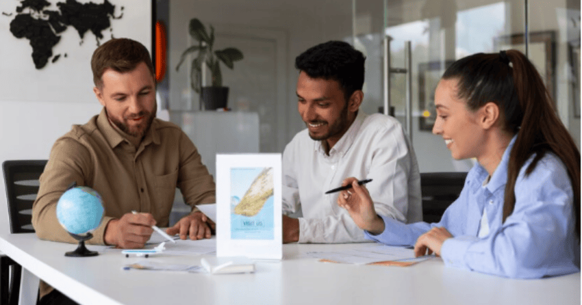 A group of people discussing about investment visa consultant of Panama